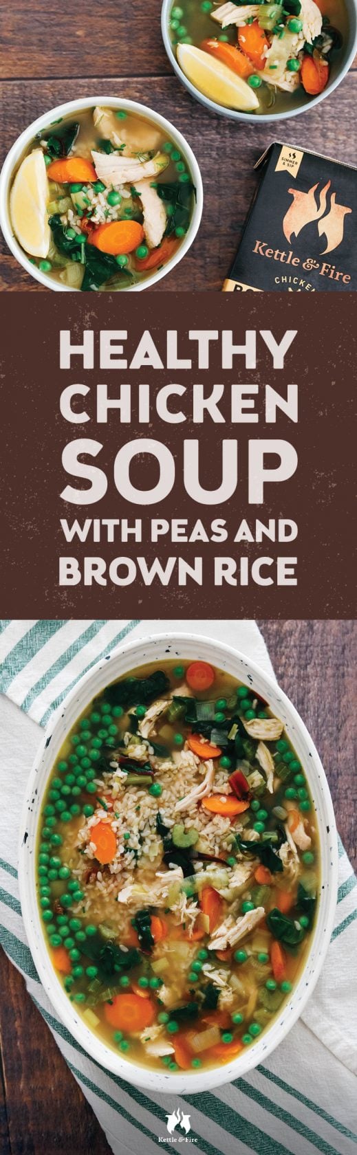 Tender bits of shredded chicken cooked in coconut oil and bone broth are the highlight of this healthy chicken soup recipe. This soup recipe is fortified with our Kettle & Fire Chicken Bone Broth, which ups the nutrition with a good dose of collagen and extra protein.