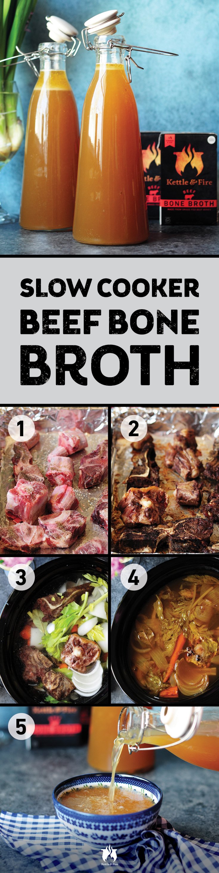 Here’s Kettle & Fire tried and true slow cooker beef bone broth recipe using high-quality, grass-fed bones for the ultimate nutrient-rich bone broth.