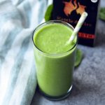 green bone broth smoothie in a glass