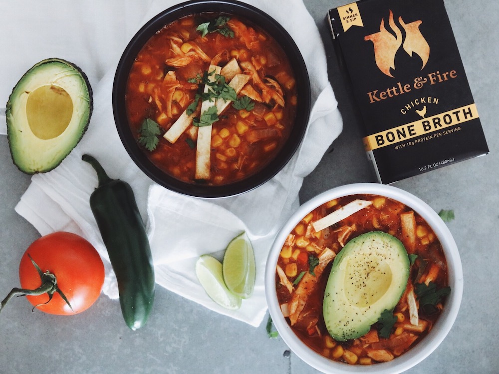 bowls of chicken tortilla soup