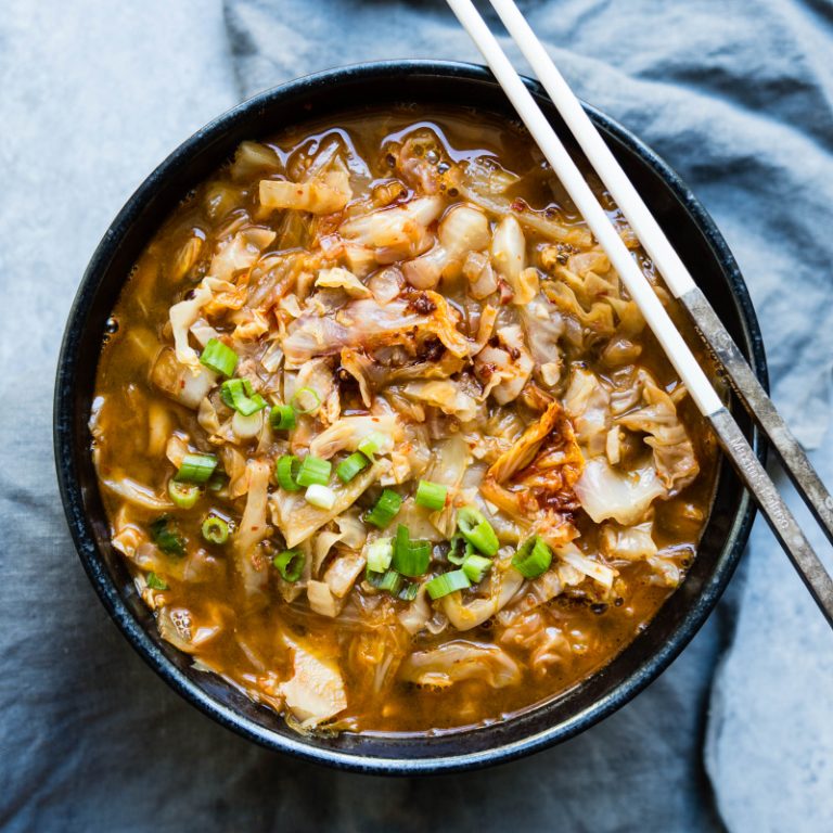 Wholesome Cabbage Soup with Spicy Kimchi