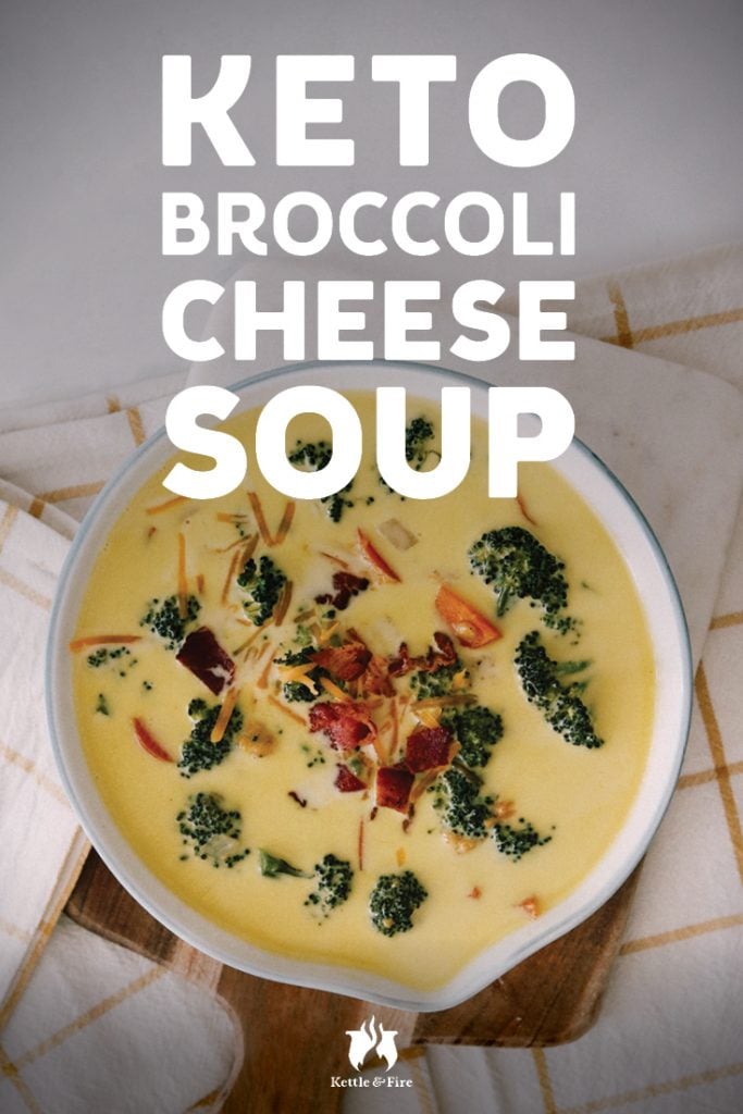 Topped with crunchy bacon bits and full of cheesy goodness, this broccoli cheddar soup is a keto-approved comfort food that's sure to satisfy your taste buds—and your macros. We did put our own little twist on this recipe, of course, by adding collagen-packed Kettle & Fire Chicken Bone Broth. 