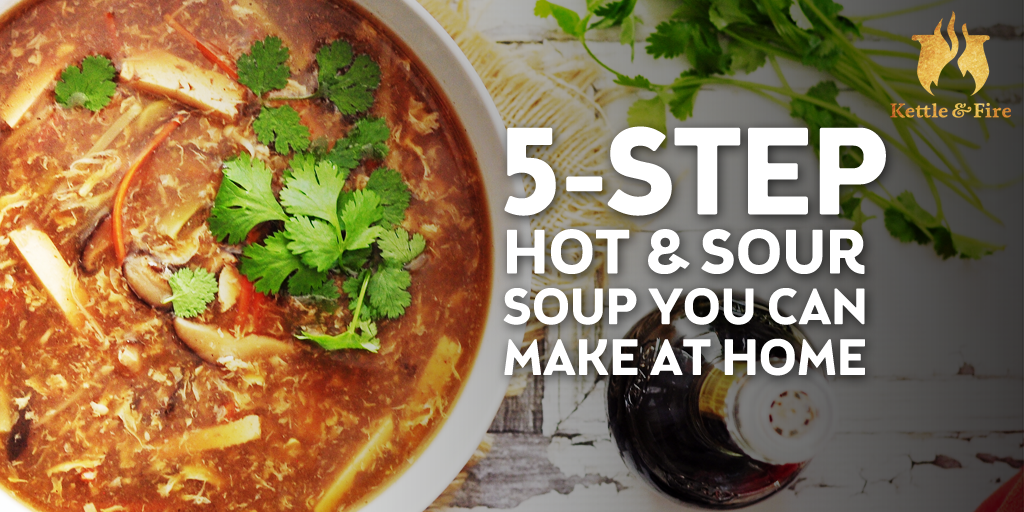 This hot and sour soup with a bone broth base tastes as good as your favorite Chinese joint (but better for you). It’s quick and easy to make in five steps.