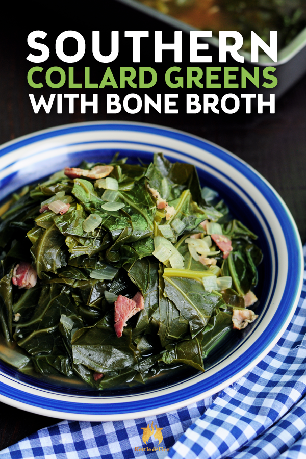 These southern collard greens are juicy, flavorful, and delicious. Cooked to tender perfection with bone broth, southern-style comfort food just got healthier.