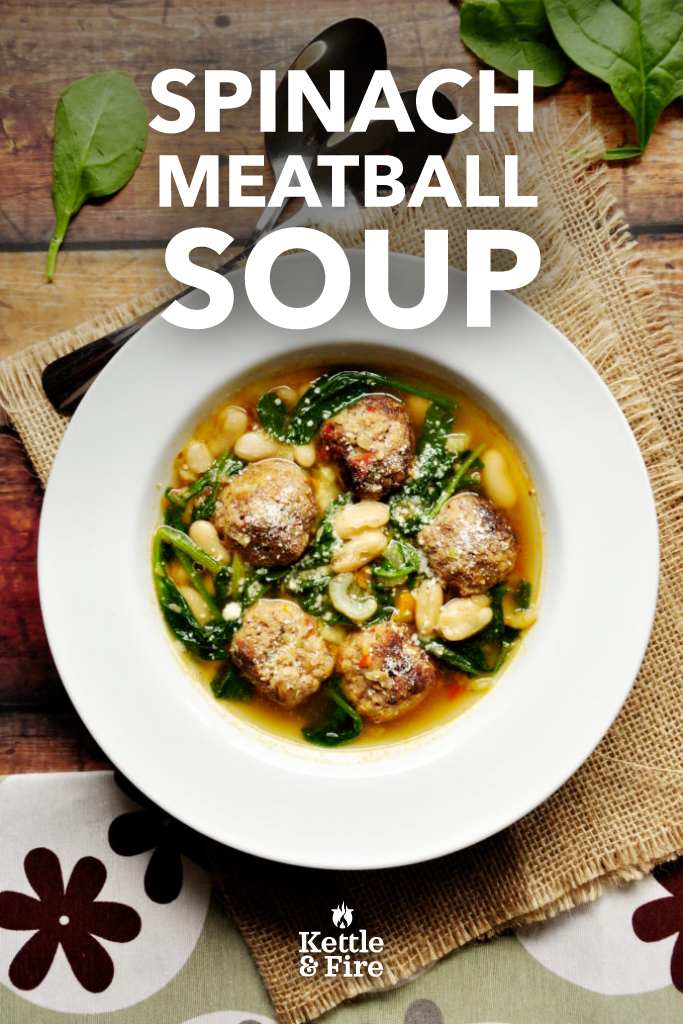This meatball soup with spinach is more nutritious than a classic Italian wedding soup but with all the same great flavors. Ready in 40 minutes.