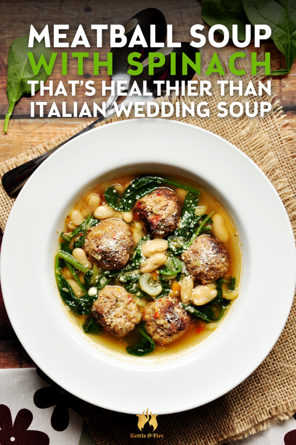 This meatball soup with spinach is more nutritious than a classic Italian wedding soup but with all the same great flavors. Ready in 40 minutes.
