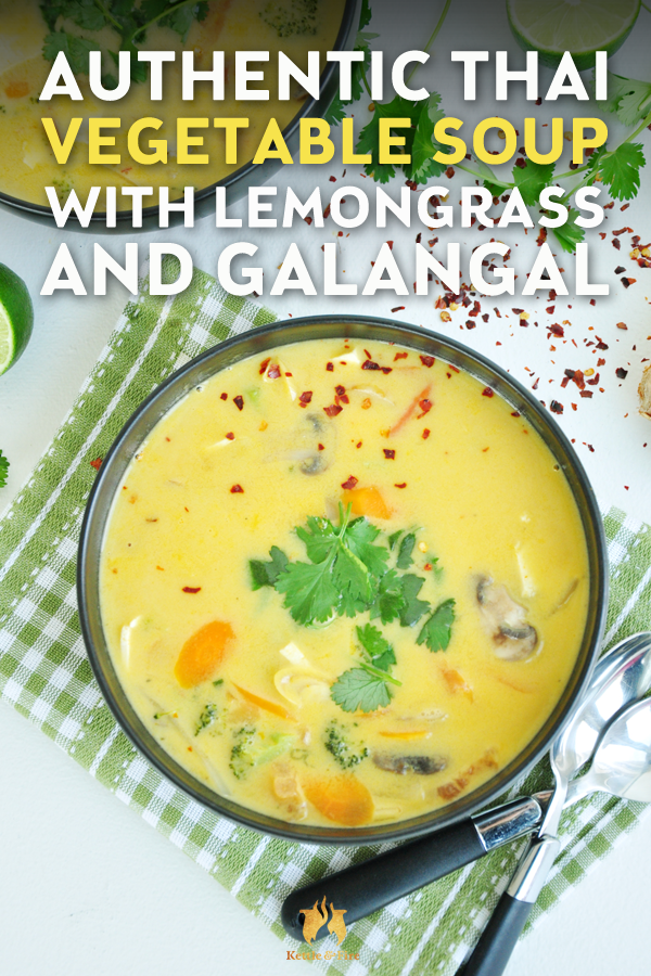 This thai vegetable soup is light, simple, and authentic with a creamy coconut milk base, fresh vegetables, lemongrass and Asian spices. Ready in 30 minutes.