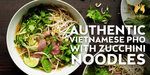 This pho soup recipe is warming and nourishing, loaded with authentic Vietnamese flavors and a low-carb option with zucchini noodles instead of rice noodles.