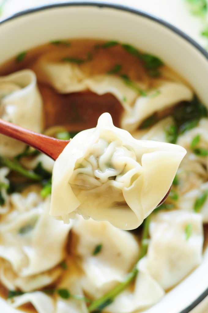 This simple wor wonton soup recipe teaches you to make homemade pork and shrimp wontons. Enjoy this authentic Chinese soup with veggies and a bone broth base.