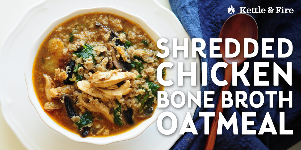 Use last night’s leftover chicken to make this delicious savory shredded chicken oatmeal. Protein-rich, only 8 ingredients, and ready in 15 minutes.