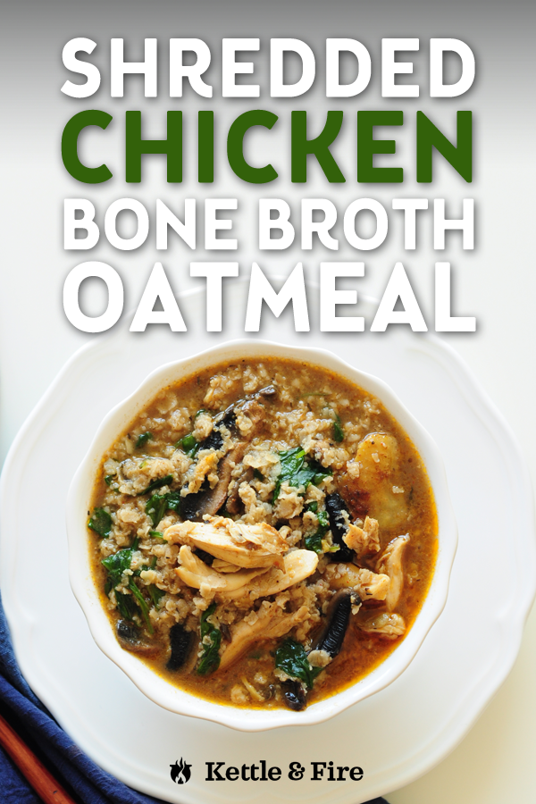 Use last night’s leftover chicken to make this delicious savory shredded chicken oatmeal. Protein-rich, only 8 ingredients, and ready in 15 minutes.