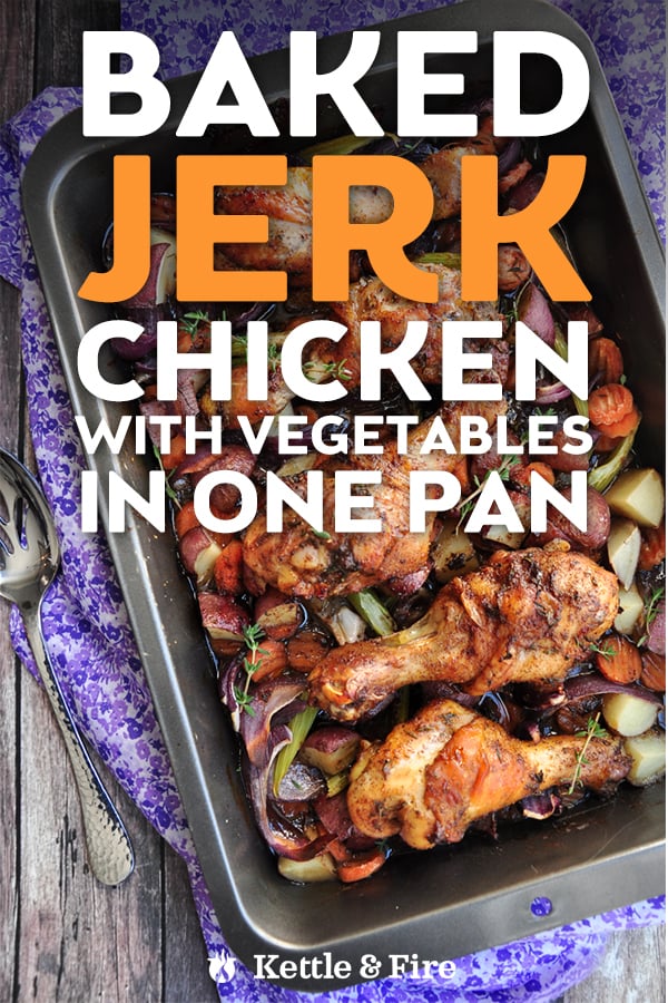 This one-pan baked jerk chicken with vegetables is authentic tasting, packed with flavor, healthy, and hassle-free. Only 7 steps and 10 minutes of prep time.