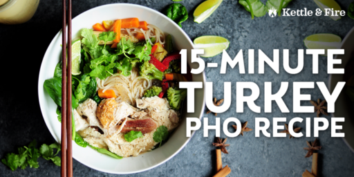 Repurpose your leftovers to make this quick and easy, comforting turkey pho. Only 15 minutes from start to end, 11 ingredients, loaded with authentic flavor.