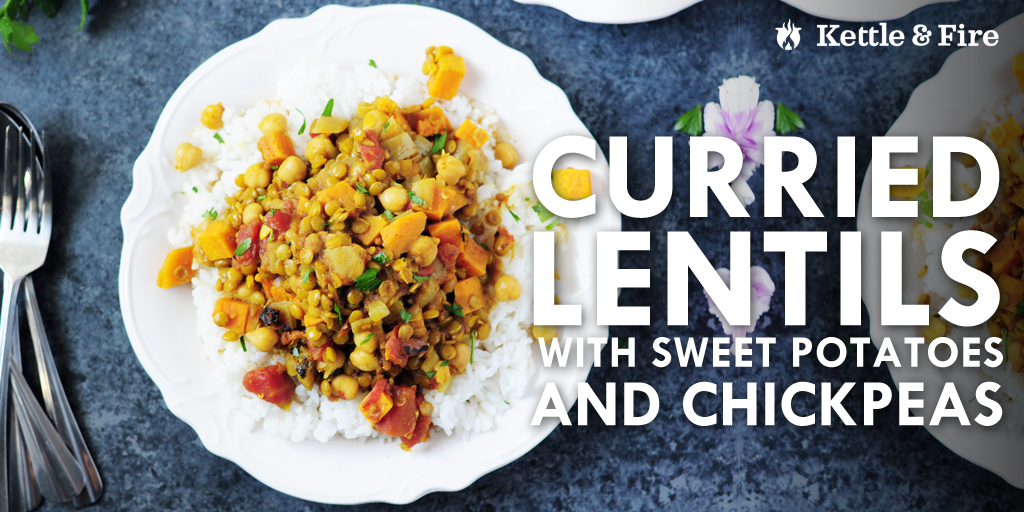 Curried Lentils with Sweet Potatoes and Chickpeas These one-pot curried lentils are gluten-free and hassle-free. You need only 11 simple ingredients. Protein-rich and flavored with addictive Indian spices.
