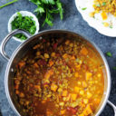 These one-pot curried lentils are gluten-free and hassle-free. You need only 11 simple ingredients. Protein-rich and flavored with addictive Indian spices.