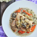 This slow cooker coq au vin blanc is flavorful, rich, and healthy. Just 6 easy steps, 14 simple ingredients, and 15 minutes of prep. Perfect for Sunday’s dinner.